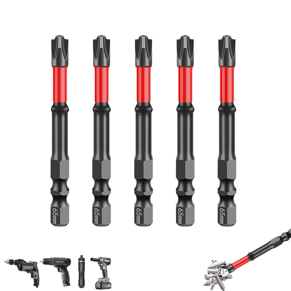 Impact Screwdriver Bit Set For Electricians, Ph2 Phillips Bit, 65Mm Length, 5Piece Set 9426802230345