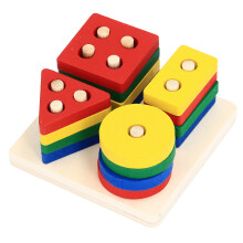 Kinder Holz-Edukationsblöcke Geometrisches Muster 12 Stück 10x10x2cm Typ 1