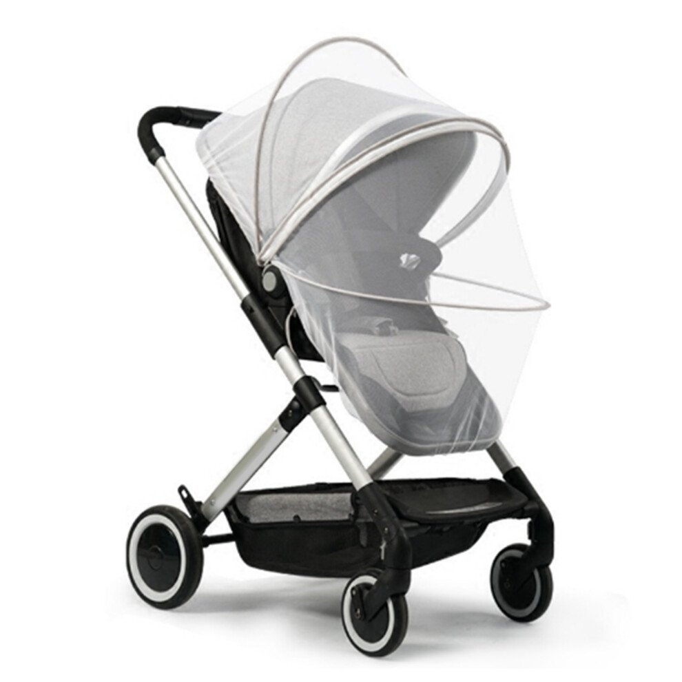 Universal Baby Stroller Mesh Repellent Net, Foldable Grey Edge, Large