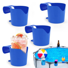 4pcs Poolside Plastic Cup Holders Spill Proof Strong Handle for Above Ground Pool