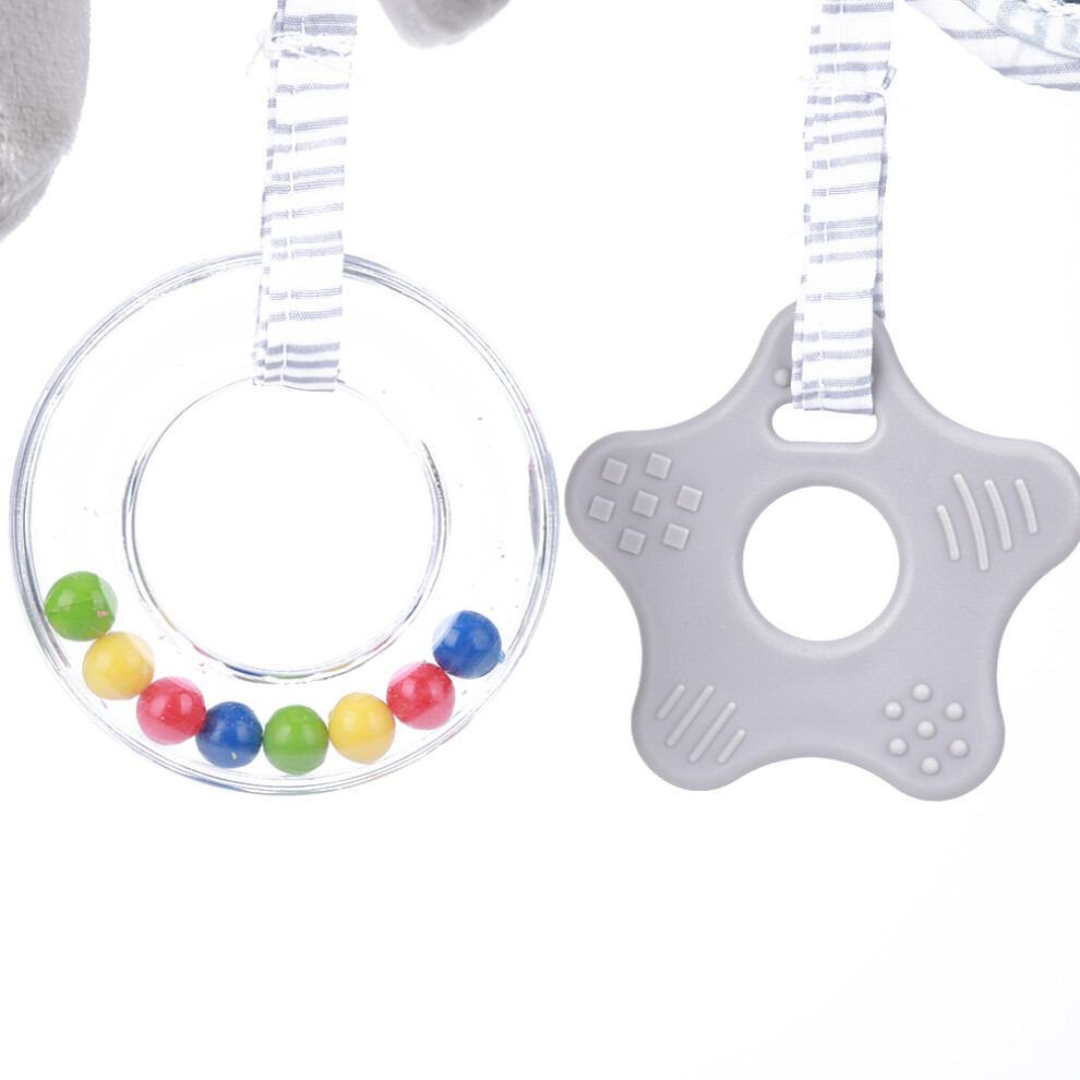Baby Hanging Rattle Toy with Bell & Teether – Raccoon Dog, Rabbit, Elephant