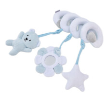 Baby Plush Spiral Stroller Toy with Bell, Blue, Sensory Ringing