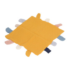 Baby-Tag-Sicherheitsdecke aus weicher Baumwolle 24x24cm Gelb, Angstlinderung