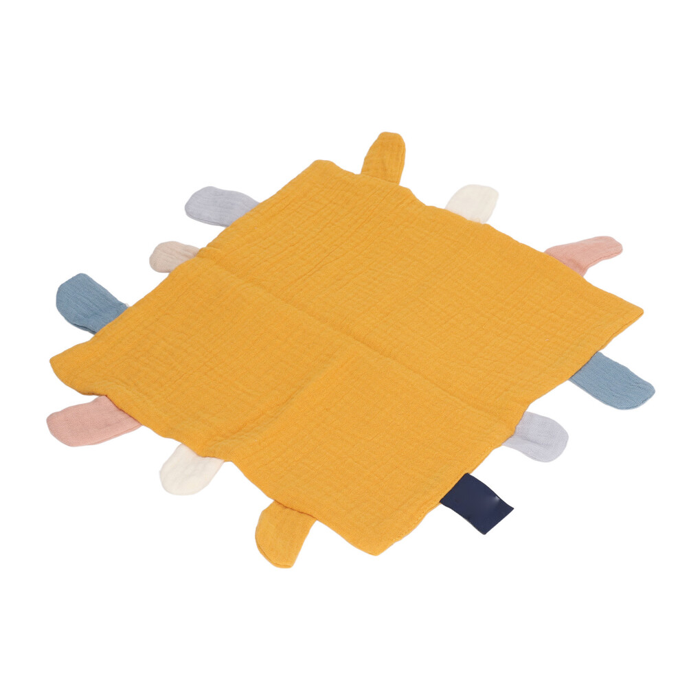 Baby Tag Security Blanket, Soft Cotton, 24X24cm, Yellow