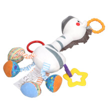 Baby Hanging Rattle Toy – Soft Plush Zebra, Squeaky & Crinkle Fun