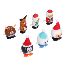 Christmas Wind Up Toy Set 7pcs Cute Santa Snowman ABS Plastic Assorted