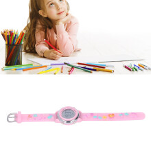 Waterproof Kids LED Watch with Backlight, Cartoon Digital, Alarm, Stopwatch, Pink, 21.1x3.4x1.3cm