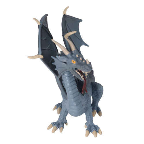 Drachenmodellfigur, blauer Kunststoff, lebendiger,