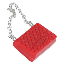 Miniatura di borsa di plastica brillante rossa 1:12 per casetta delle bambole