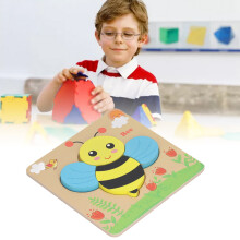 Holzpuzzle mit Cartoon-Biene für Kleinkinder — Pädagogisches Kiefernspielzeug