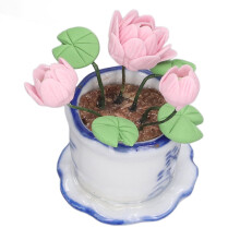1:12 Maßstab Resin-gedrehte Lotusblume Miniatur-Deko für Puppenhäuser