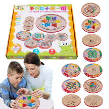 Wooden chess set, multifunctional portable kids' play set for home travel