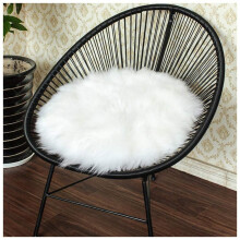 Stylish Sheepskin Rug, Australian Sheepskin Faux Fur for Home Decor, Non-Slip Genuine Leather Back, Easy Cleaning, and Versatile Use (14" x 14", White