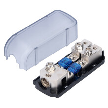 Portafusibili in policarbonato per uso automobilistico, blocco di distribuzione fusibili HiFi per auto con configurazione 2 vie 1 ingresso 2 uscite,