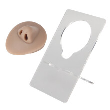 Silicone Nose Model with Acrylic Stand for Piercing Practice, Dark Skin