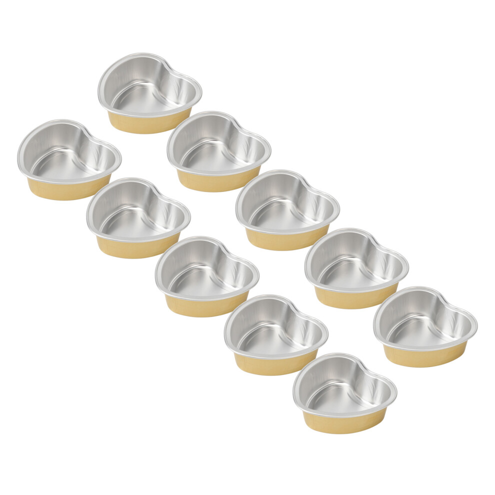 Golden 10Pcs Heart-Shaped Aluminum Wax Melting Bowls 8.8X8.3cm