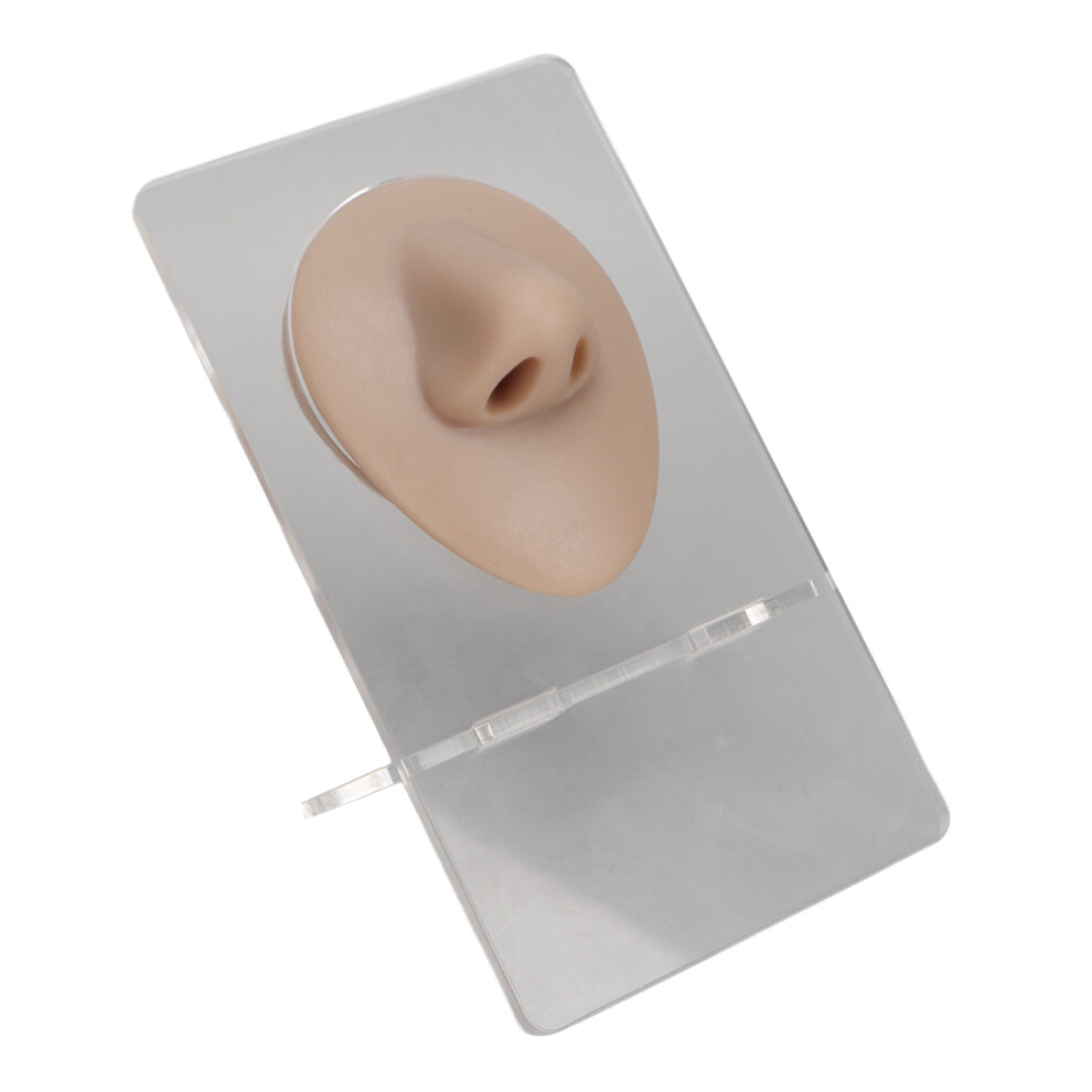 Dark Silicone Nose Model With Acrylic Stand For Piercing & Display, Skin