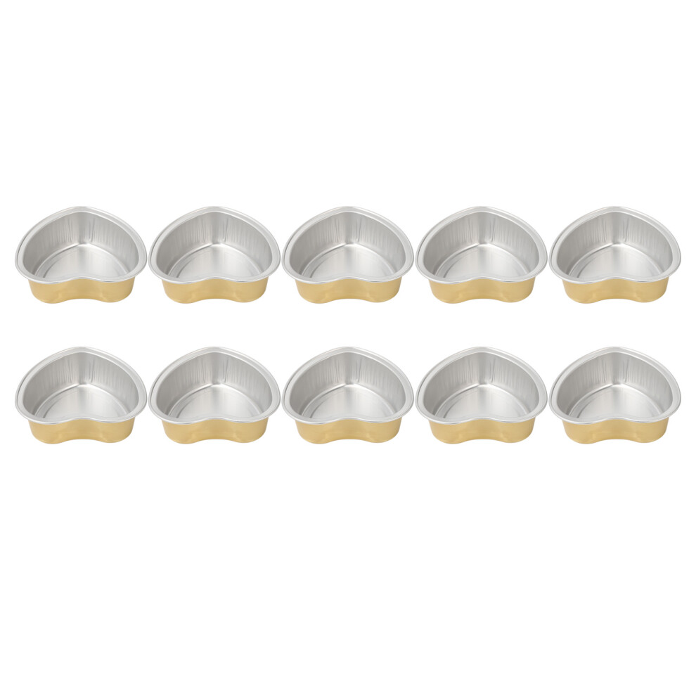 Golden 10Pcs Aluminum Wax Melting Bowls Heart Shape 8.8X8.3cm