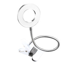 Lampă de birou cu protecție pentru ochi, cu utilizare versatilă, lampă cu clips flexibilă cu gât de lebădă, reglabilă în intensitate,