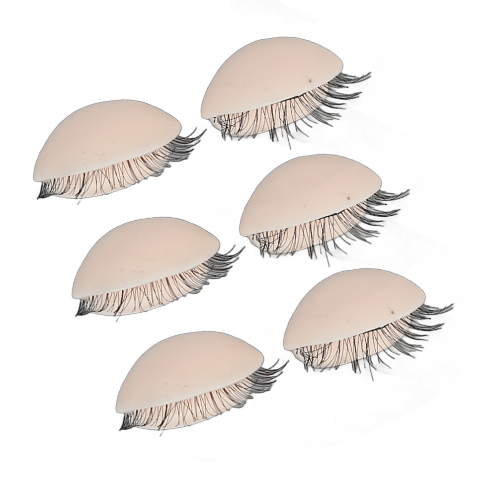Pink 3 Pairs Mannequin Eyelids With Eyelashes In For Eyelash Extension Training