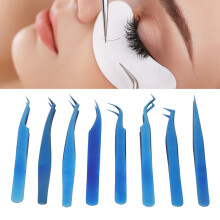 8 Stück Pinzetten mit feiner Spitze 113x10mm Titanblau