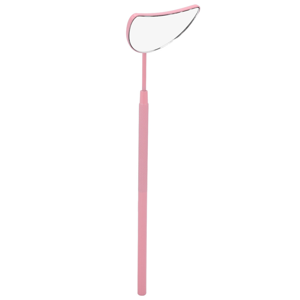 Moon Shaped Eyelash Extension Mirror with Detachable Handle in Pink, Stainless Steel