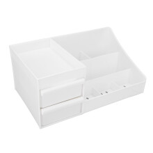 Caja de almacenamiento de cosméticos para escritorio blanca de gran capacidad