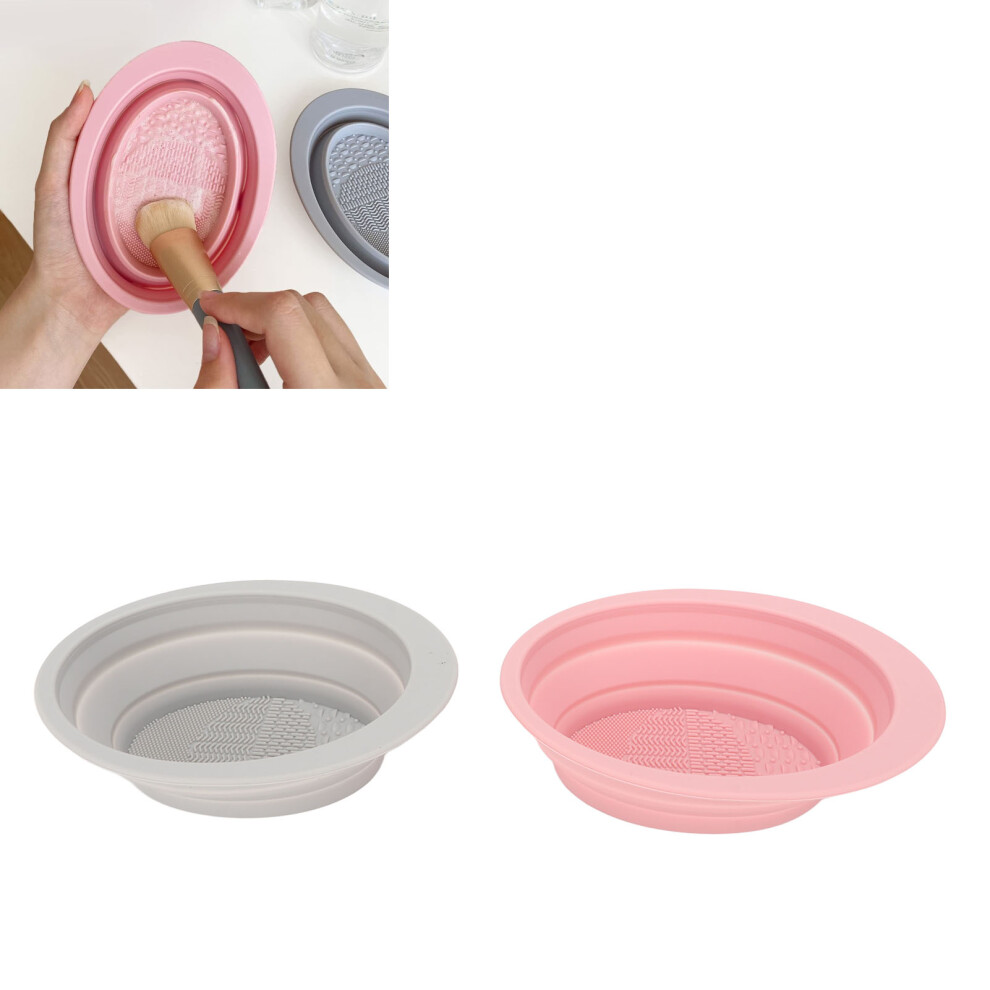 2Pcs Silicone Foldable Cosmetic Brush Cleaning Bowl for Makeup Sponge and Brushes