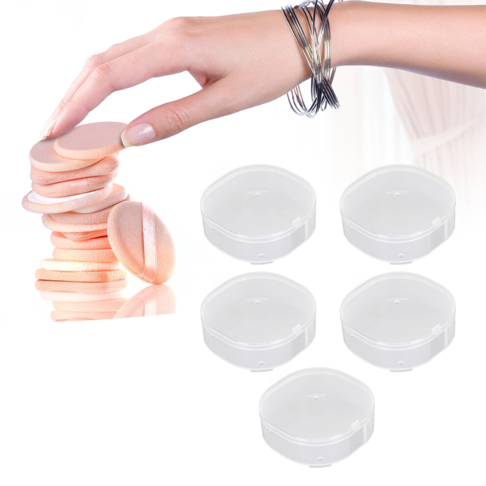 5pcs Transparent Powder Puff Storage Box 7x2.2cm for Bead Earrings