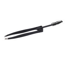 Schwarze 2-in-1 Edelstahl Augenbrauenpinzette & Kamm Pflegetool