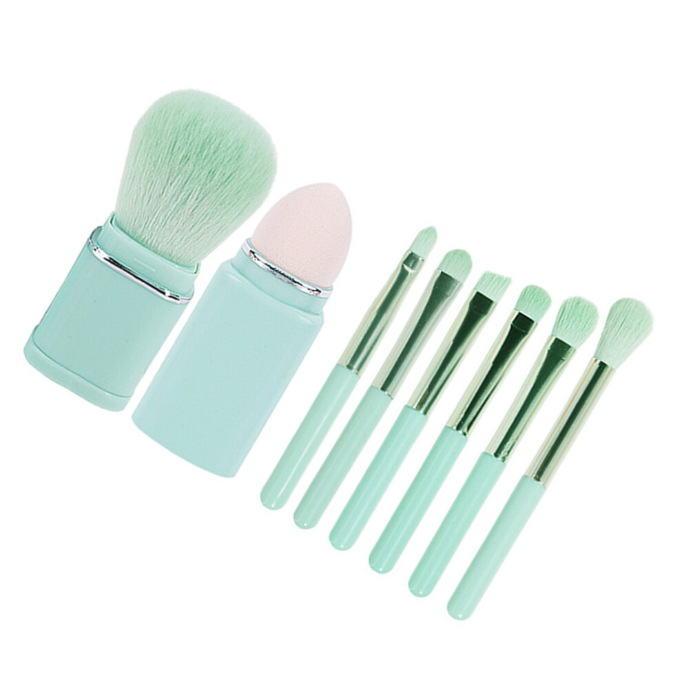 Light/Cyan 8 Pcs Soft Retractable Travel Makeup Brush Set Â