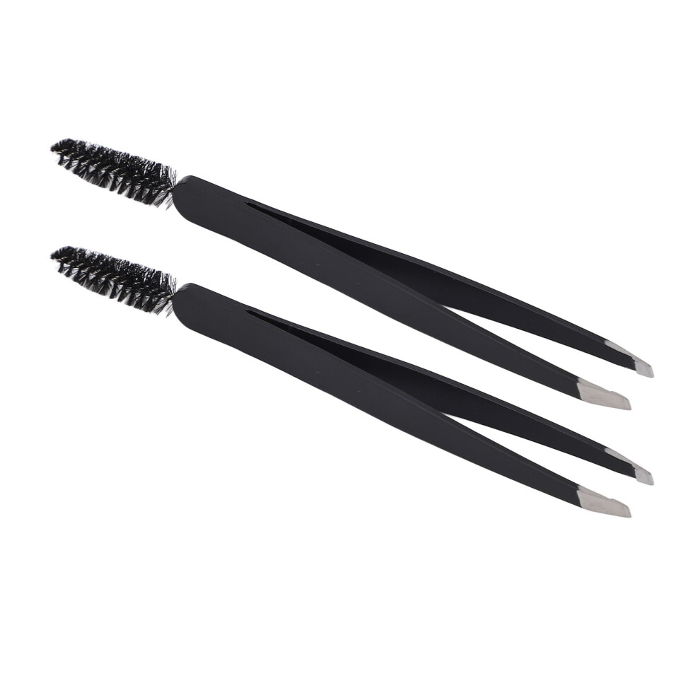2PCS Augenbrauen Pinzette Schwarz Edelstahl