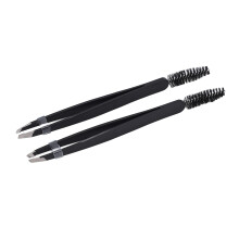 2 Stück Schwarze Edelstahl Augenbrauenpinzette Ergonomisches Make-up-Tool