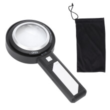 Handheld Magnifier with Folding Stand, Magnifying Glass for Elderly Friendly Crafting and Reading, LED Illuminated with Cold Light and Warm White