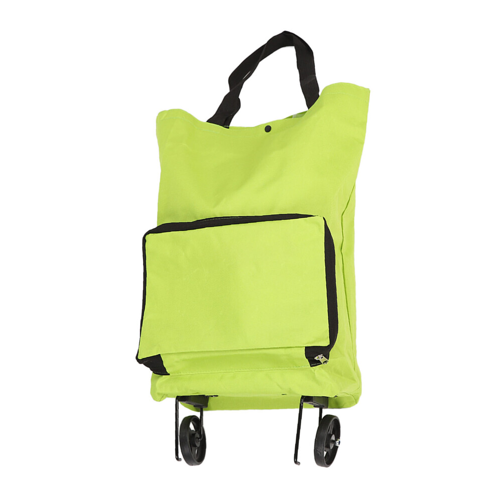 Portable Grocery Cart Bag Green Foldable with Sturdy Wheels