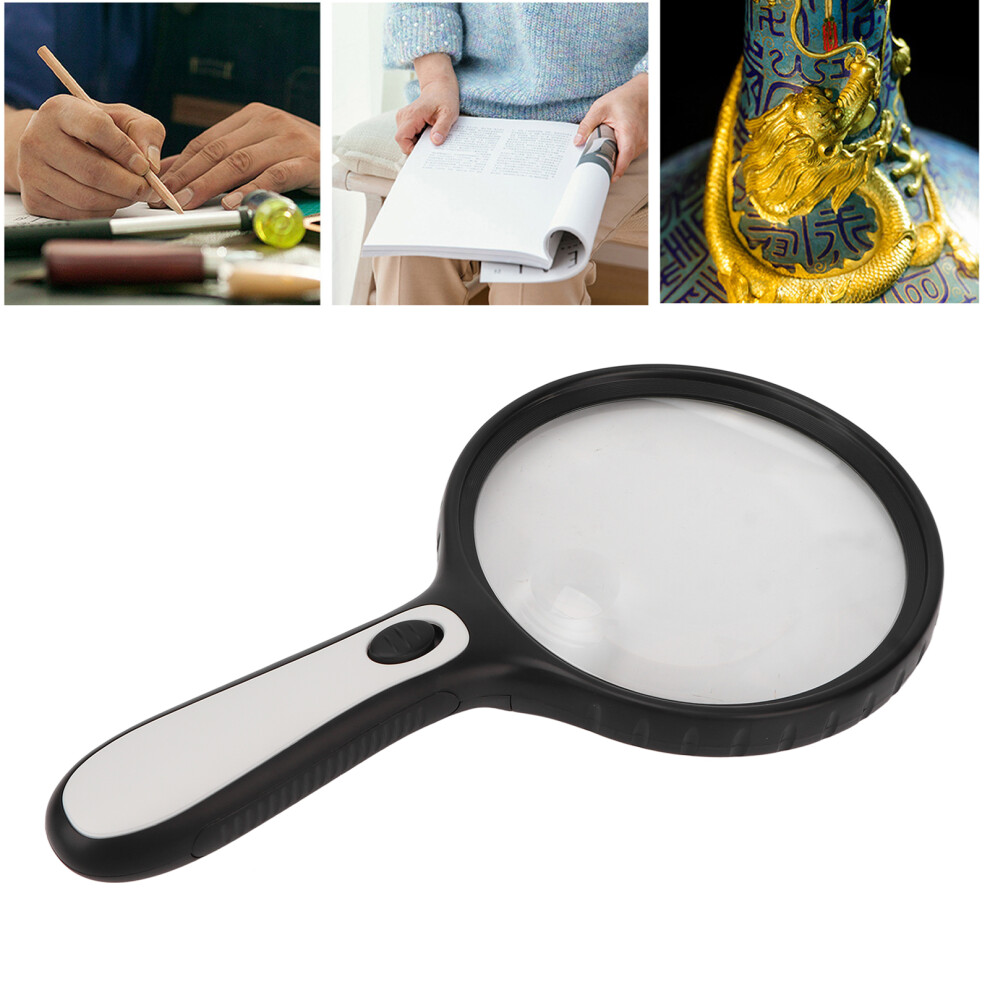 Light Handheld Led Magnifier 3X/6X Acrylic Lens With Ergonomic Handle