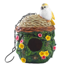 Garden Bird Nest Hanging Resin Bird House Windproof Shelter For Parakeets Parrots And Cockatoos