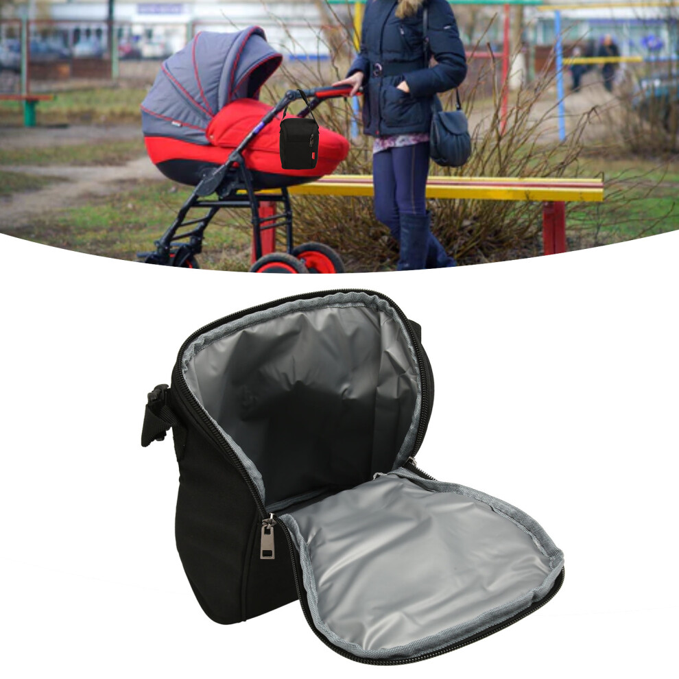 Spacious 3L Insulated Breastmilk Storage Bag With Stroller Attachment Black