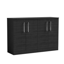 Balterley Level 1200mm Floor Standing 4 Door Vanity Unit with Worktop for Designer Bathroom Storage - Charcoal Black Woodgrain