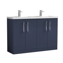 Balterley Level 1200mm Floor Standing 4 Door Vanity Unit with Double Basin for Modern Bathroom Storage - Midnight Blue