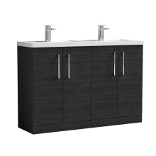 Balterley Level 1200mm Floor Standing 4 Door Vanity Unit with Double Basin for Modern Bathroom Storage - Charcoal Black