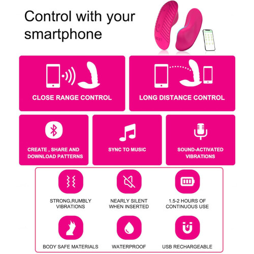 Bluetooth AppControlled Vibrator for Her, Dual Vibrators with 9 Modes, Rose Red 1