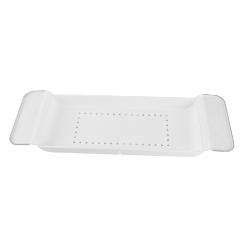 Adjustable White Bath Tray with Draining Design for Stable Use 2