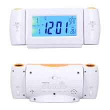 Reloj despertador con proyección, 3 pilas AAA, Blanco/Naranja, 3-5 m