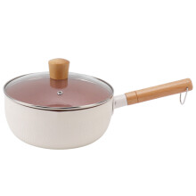 Non-Stick White Baby Food Pan with Lid 18cm Aluminum Alloy Soup Pot