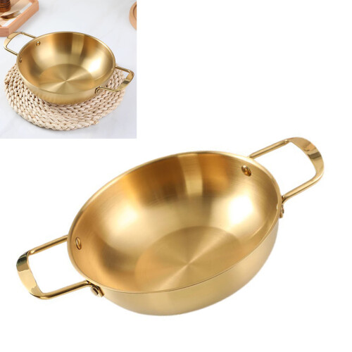 Edelstahl-Ramen-Topf mit Griff, 22 cm, Goldfarbe 2