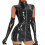 Leather Look Catsuit Open Shiny Jumpsuit Black 3XL 1