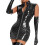Leather Look Catsuit Open Shiny Jumpsuit Black 3XL 2