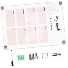 Weekly Plan Messageboard Dry Wipe Board Acrylic Transparent