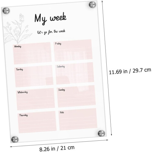 Weekly Plan Messageboard Dry Wipe Board Acrylic Transparent 2